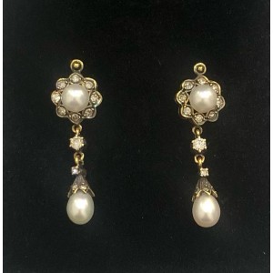 ΣΚΟΥΛΑΡΙΚΙΑ ΧΡΥΣΑ Κ18 ΑΝΤΙΚΕ ΣΕ ΣΧΗΜΑ ΡΟΖΕΤΑΣ ΜΕ ΜΑΡΓΑΡΙΤΑΡΙΑ ΚΑΙ BRILLIANT