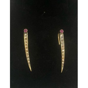 ΣΚΟΥΛΑΡΙΚΙΑ ΧΡΥΣΑ Κ18 ΑΝΤΙΚΕ ΜΕ RUBIES ΚΑΙ BRILLIANT.