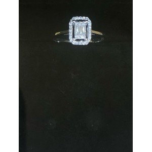 ΔΑΚΤΥΛΙΔΙ ΛΕΥΚΟΧΡΥΣΟ Κ18 με brilliants 0,15cts & 0,07cts baguettes vs-f/g