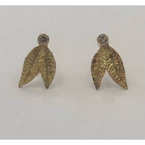 Σκουλαρικια χειροποίητα Κ18 με brilliant 0,02cts