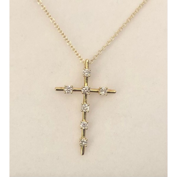 ΣΤΑΥΡΟΣ ΧΡΥΣΟΣ Κ18 ΜΕ BRILLIANT 0,28CTS-VS-G