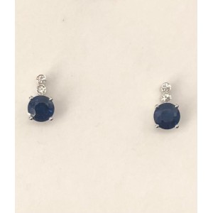 Σκουλαρικια λευκοχρυσα κ18 με ορυκτά ζαφείρια και διαμάντια