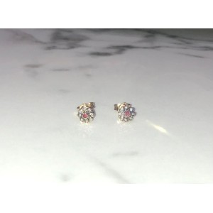 ΣΚΟΥΚΑΡΙΚΙΑ ΧΡΥΣΑ Κ18 ΡΟΖΕΤΕΣ ΜΕ DIAMOND KAI RUBIS.