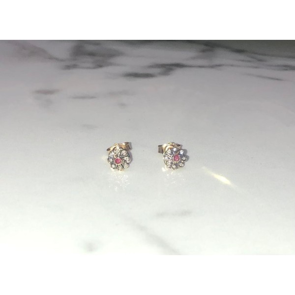 ΣΚΟΥΚΑΡΙΚΙΑ ΧΡΥΣΑ Κ18 ΡΟΖΕΤΕΣ ΜΕ DIAMOND KAI RUBIS.