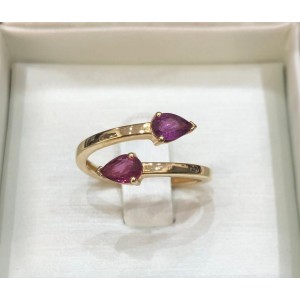 ΔΑΚΤΥΛΙΔΙ ΧΡΥΣΟ ΧΕΙΡΟΠΟΙΗΤΟ Κ14 ΜΕ ΔΥΟ ΡΟΥΜΠΙΝΙΑ ΚΟΠΗΣ ΠΟΥΑΡ ΒΑΡΟΥΣ 1.00CTS