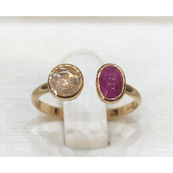 ΔΑΚΤΥΛΙΔΙ ΧΡΥΣΟ Κ14 ΧΕΙΡΟΠΟΙΗΤΟ ΜΕ ΔΙΑΜΑΝΤΙ 0,45 CTS ΚΑΙ ΡΟΥΜΠΙΝΙ 0,23 CTS