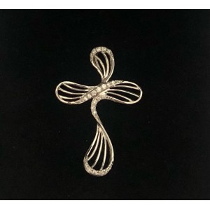 Σταύρος λευκοχρυσος Κ18 με brilliant συνολικού βάρους 0,15cts VC-G Σταυροί