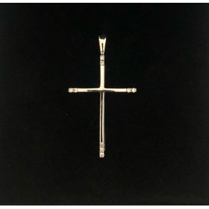 Σταύρος λευκοχρυσος Κ18 με  εννέα brilliant βάρους 0,06cts VS/G