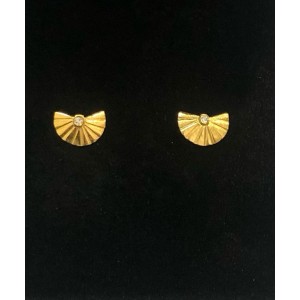 Σκουλαρικια χρυσά Κ18 σε σχήμα βεντάλιας με brilliant